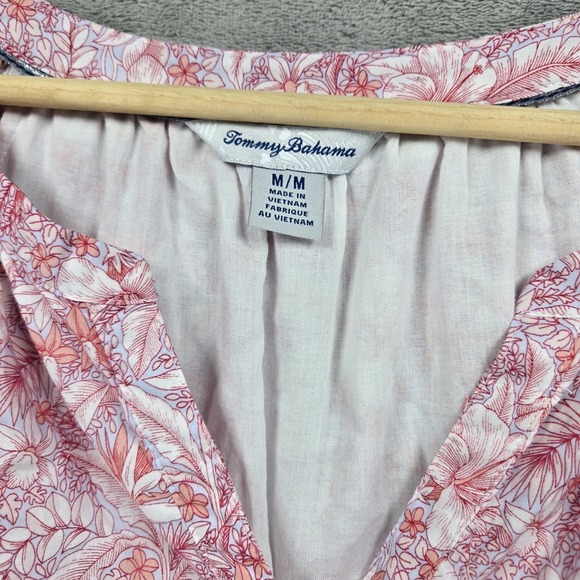 Tommy Bahama Prima Petals Dress Medium 100% Cotton Pink Floral 3/4 Sleeve - Picture 3 of 9